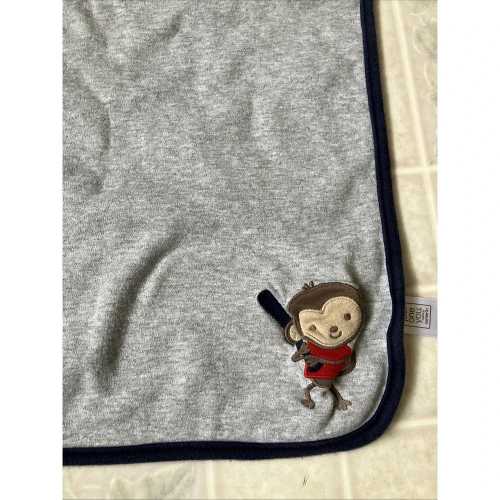 Carter's Just One You BASEBALL MONKEY Baby BLANKET‎ Cotton Lovey Security 25x31